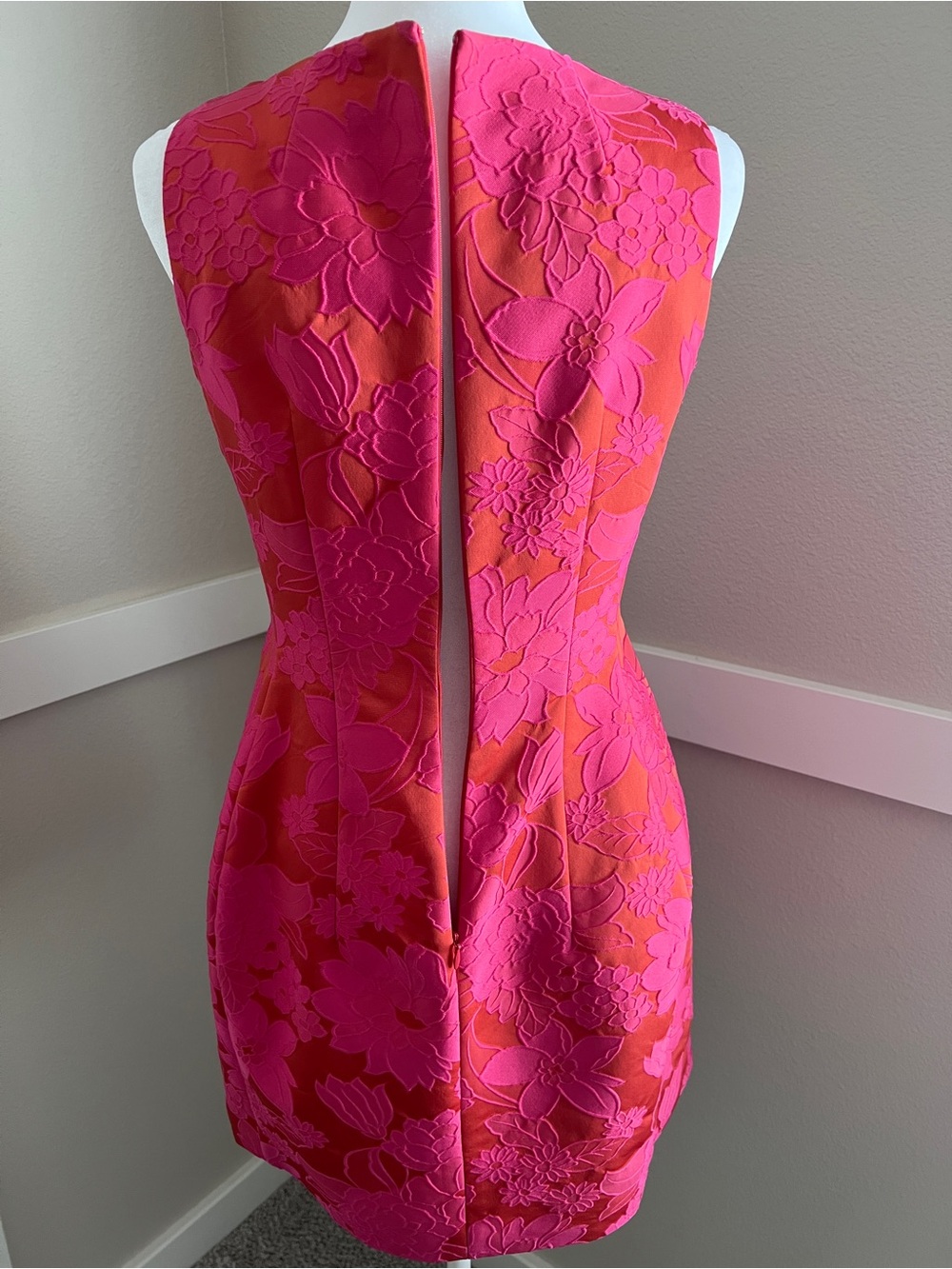 Alexia Admor Fuchsia Pink & Orange Floral Jacquard Fit & Flare Dress - Size S - Picture 9 of 11